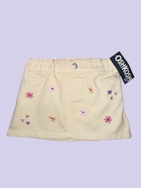 OshKosh B'gosh Cream Skirt with Pink & Purple Floral Embroidery